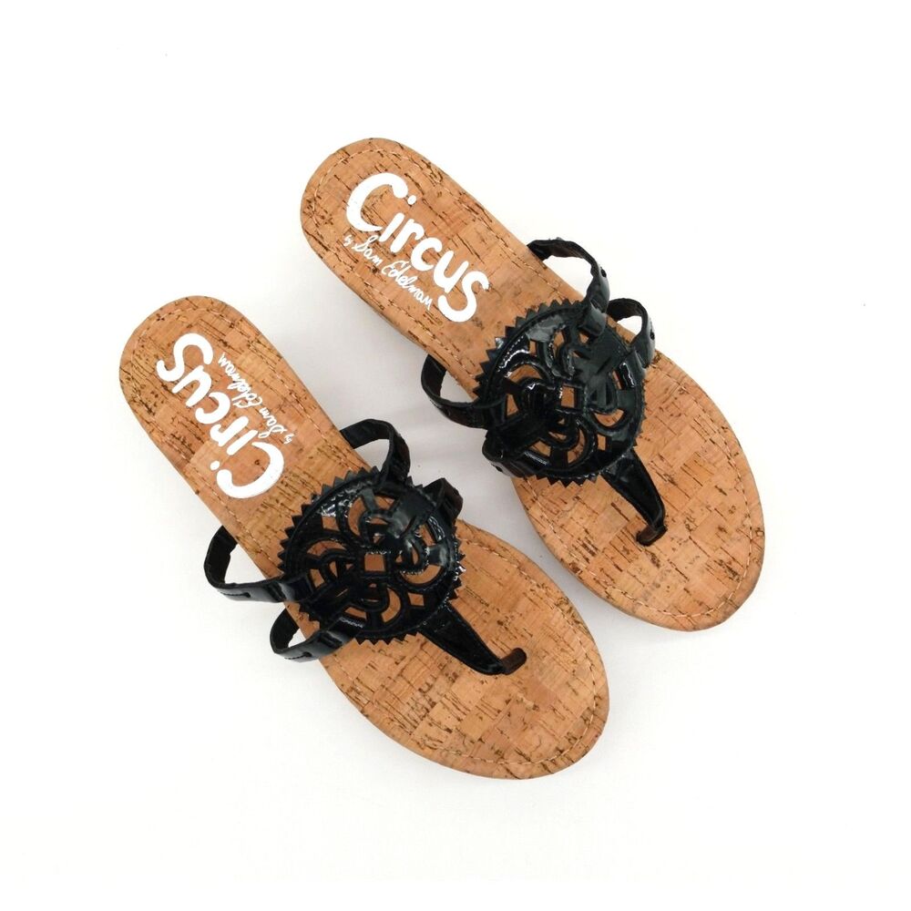 Circus by Sam Edelman Rocky Cork Women's Size 7.5 Platform Wedges Black Sandals